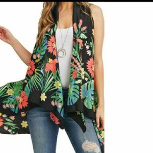 Tropical print vest